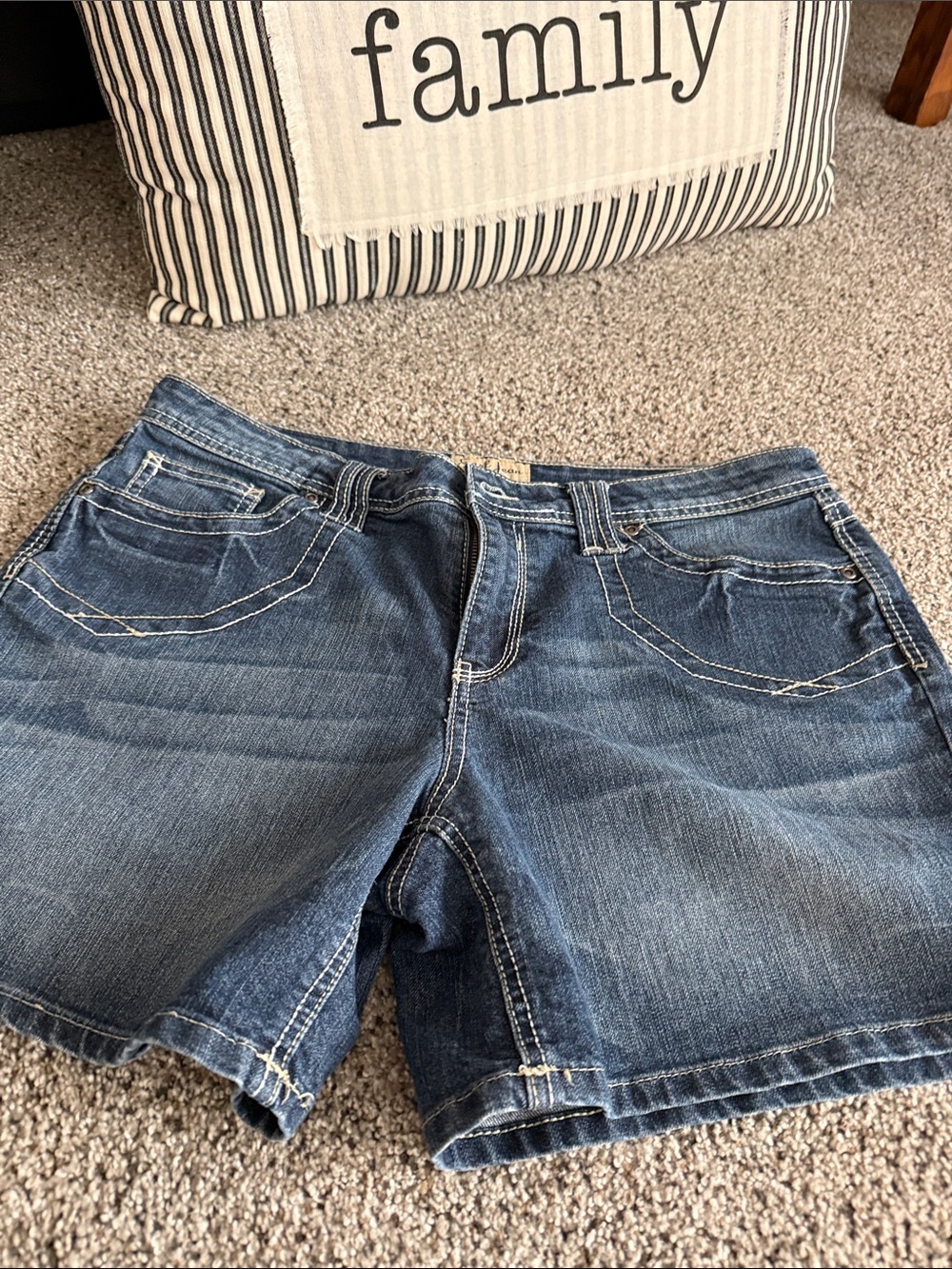 Earl Jeans Dark Blue Denim Shorts with Contrast Stitching